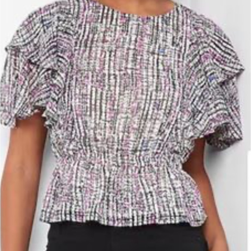 Express peplum flutter sleeve top